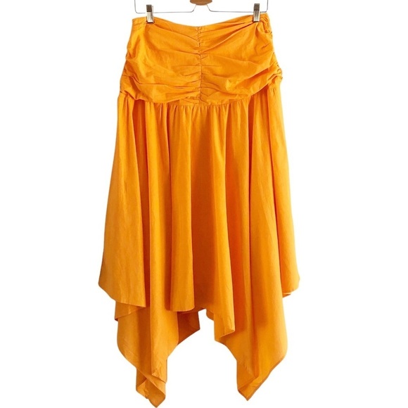 Charlie Holiday Marcey Midi Skirt Apricot Cotton Linen US 8 - Picture 2 of 11